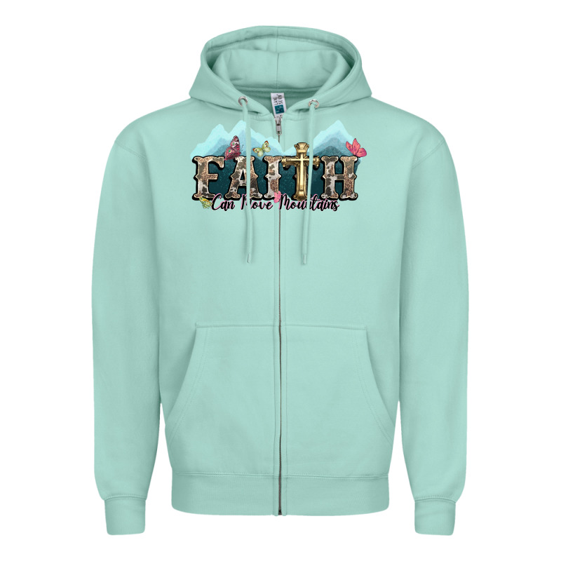 Faith Can Move Mountains Cross Zipper Hoodie by NancyCooperArtShop | Teevron