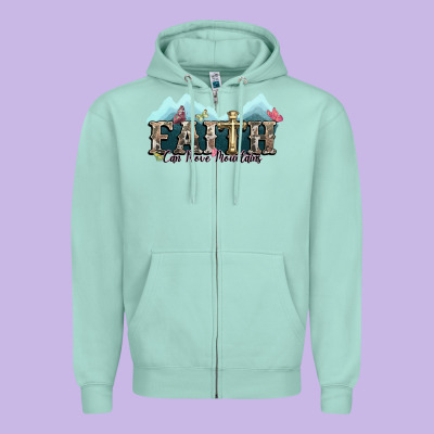 Faith Can Move Mountains Cross Zipper Hoodie Designed By Nancycooperartshop