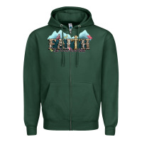 Sports Green faith can move mountains cross Zipper Hoodie - NancyCooperArtShop