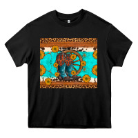Black cowboy boots and sunflowers turquoise leopard background Heavy Core Tee - Artiststas