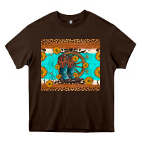 Chocolate Brown cowboy boots and sunflowers turquoise leopard background Heavy Core Tee - Artiststas