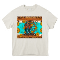 Cream cowboy boots and sunflowers turquoise leopard background Heavy Core Tee - Artiststas