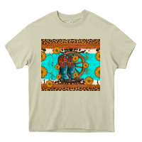Mossy cowboy boots and sunflowers turquoise leopard background Heavy Core Tee - Artiststas