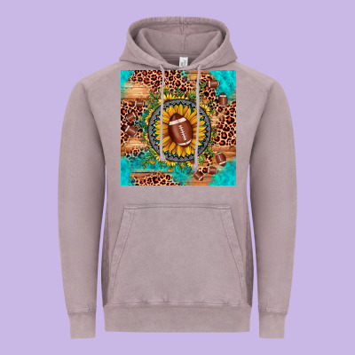 Football Leopard Turquoise Sunflower Seamless Pattern Vintage Hoodie Designed By Jahusdesignshop