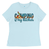 Baby Blue camping is my kitchen with wine Ladies Tee - texasbilliewilder