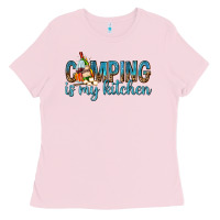 Bubblegum Pink camping is my kitchen with wine Ladies Tee - texasbilliewilder