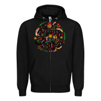 Black merry christmas Zipper Hoodie - MaliasSmallBusiness