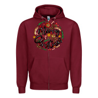 Burgundy merry christmas Zipper Hoodie - MaliasSmallBusiness