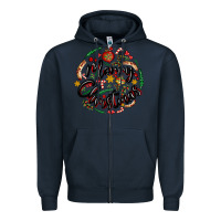 Navy merry christmas Zipper Hoodie - MaliasSmallBusiness