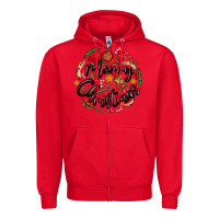 Red merry christmas Zipper Hoodie - MaliasSmallBusiness