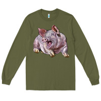 Army Green Landrace Pig Long Sleeve Tee - LillyAllenDesigns