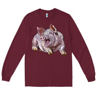 Burgundy Landrace Pig Long Sleeve Tee - LillyAllenDesigns