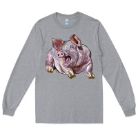 Heather Grey Landrace Pig Long Sleeve Tee - LillyAllenDesigns