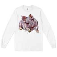 White Landrace Pig Long Sleeve Tee - LillyAllenDesigns