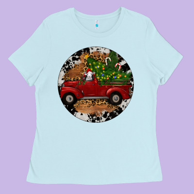 Ladies Tee Farm Truck Christmas