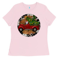 Bubblegum Pink Farm Truck Christmas Ladies Tee - RanaPortraitStore