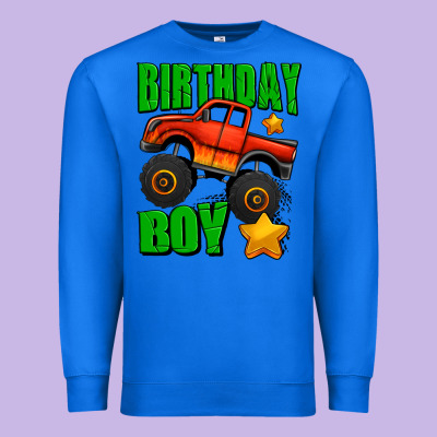 Birthday Boy Monster Truck Premium Sweatshirt Designed By Jasminsmagicworld