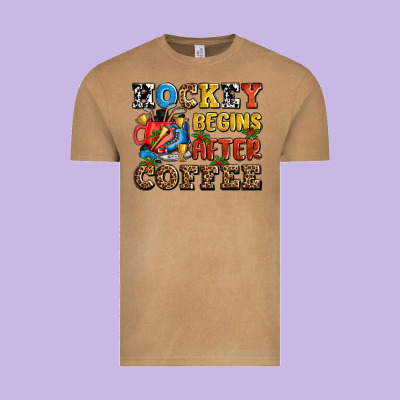 Hockey Begins After Coffee Ado Vintage Tee Designed By Adodesignshop