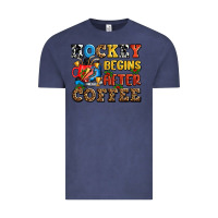 Vintage Denim hockey begins after coffee ado Vintage Tee - AdoDesignShop