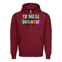 Burgundy 12 new chapter 365 new chances Zipper Hoodie - MaliasSmallBusiness