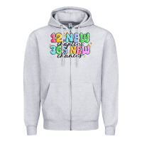 Heather Grey 12 new chapter 365 new chances Zipper Hoodie - MaliasSmallBusiness