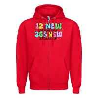 Red 12 new chapter 365 new chances Zipper Hoodie - MaliasSmallBusiness
