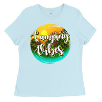 Baby Blue camping vibes Ladies Tee - texasbilliewilder