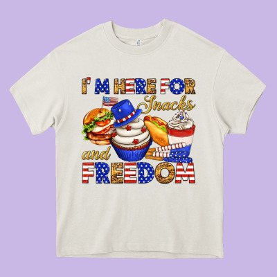 I M Here For Snacks And Freedom Heavy Core Tee Designed By Texasbilliewilder