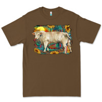 Cacao western charolais bull and aztec sunflower background Premium Tee - RanaPortraitStore