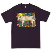 Plum western charolais bull and aztec sunflower background Premium Tee - RanaPortraitStore