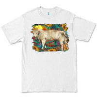 White western charolais bull and aztec sunflower background Premium Tee - RanaPortraitStore