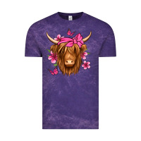 Cloud Purple floral pink bandana longhaired cow Vintage Tee - Jasminsmagicworld
