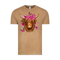 Floral Pink Bandana Longhaired Cow Vintage Tee | Teevron