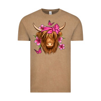 Vintage Coffee floral pink bandana longhaired cow Vintage Tee - Jasminsmagicworld