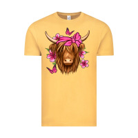 Vintage Mustard floral pink bandana longhaired cow Vintage Tee - Jasminsmagicworld