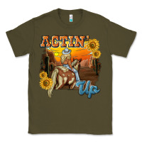Army Green actinup with cowgirl Classic Tee - NancyCooperArtShop