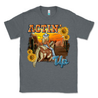 Charcoal Heather actinup with cowgirl Classic Tee - NancyCooperArtShop