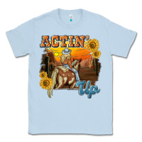 Dusty Blue actinup with cowgirl Classic Tee - NancyCooperArtShop