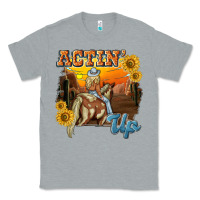 Heather Grey actinup with cowgirl Classic Tee - NancyCooperArtShop