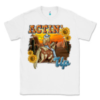 White actinup with cowgirl Classic Tee - NancyCooperArtShop