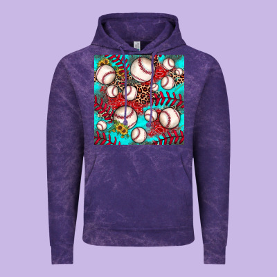 Baseball Leopard Turquoise Sunflower Seamless Pattern Vintage Hoodie Designed By Jahusdesignshop