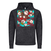 Vintage Black baseball leopard turquoise sunflower seamless pattern Vintage Hoodie - JahusDesignShop