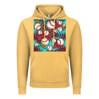 Vintage Mustard baseball leopard turquoise sunflower seamless pattern Vintage Hoodie - JahusDesignShop