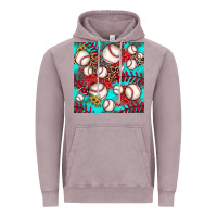 Vintage Zinc baseball leopard turquoise sunflower seamless pattern Vintage Hoodie - JahusDesignShop
