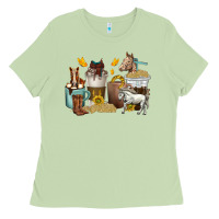 Matcha coffee cups horses Ladies Tee - texasbilliewilder