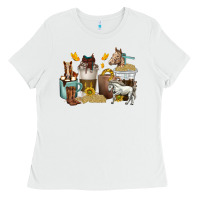 White coffee cups horses Ladies Tee - texasbilliewilder