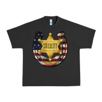 Pigment Black sheriff american flag Urban Heavy Tee - JahusDesignShop