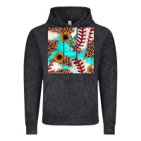 Vintage Black baseball leopard turquoise cactus sunflower seamless pattern Vintage Hoodie - JahusDesignShop
