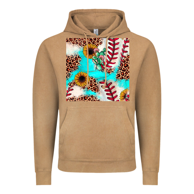 Baseball Leopard Turquoise Cactus Sunflower Seamless Pattern Vintage Hoodie by JahusDesignShop | Teevron