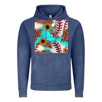 Vintage Denim baseball leopard turquoise cactus sunflower seamless pattern Vintage Hoodie - JahusDesignShop